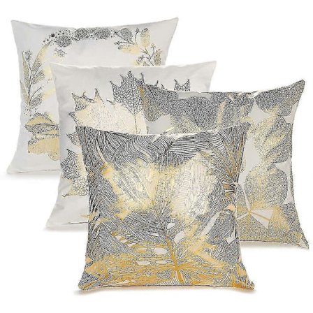 4 Stykker Varmpressede Putetrekk 45x45cm, Løvmønster Krampute Trekk, Pute_s