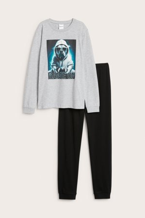Kappahl | Långärmad pyjamas Ljusgrå 122/128 | Ljusgrå