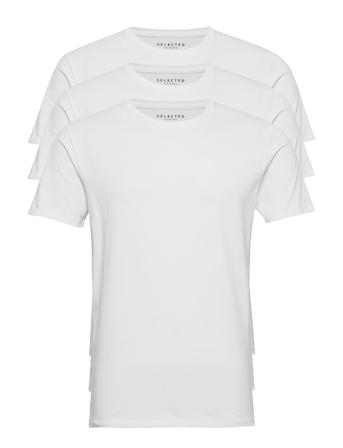 Slhnewpima Ss O-Neck Tee B 3 Pack T-shirts Short-sleeved Hvit Selected Homme