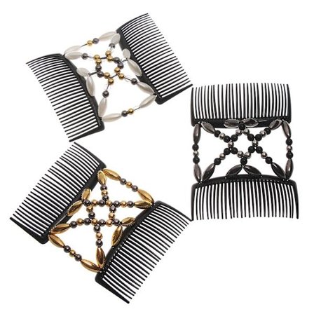 3 Stk Magic Hair Comb Double Comb Beaded Hair Clip