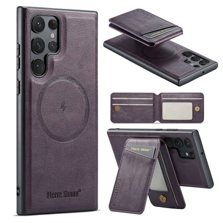 Etui til iPhone 13 025 lilla magnetisk lær kortspor to i ett