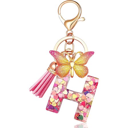 Nøgleringe Tilbehør til Kvinder Børn Søde Nøglering Initial Bogstav Pink Kvast Sommerfugl Bil Nøgleringe