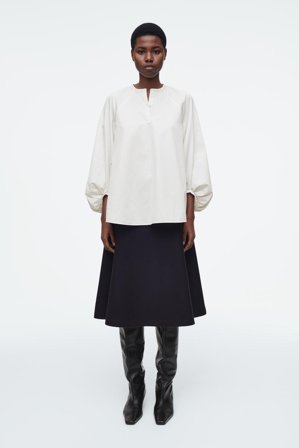 COS Women's Blusa Con Mangas Abullonadas in Blanco