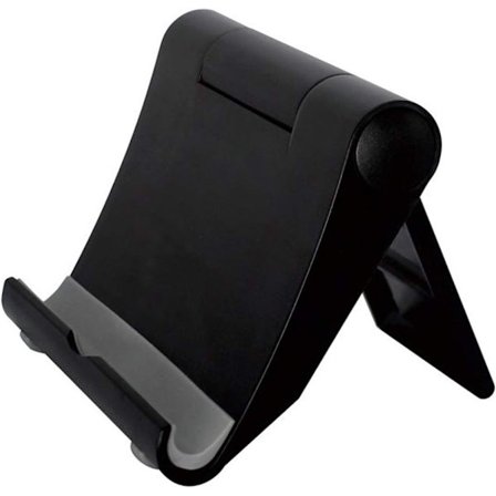 Black Portable Phone Holder for Desk, Foldable Phone Stand 360° Adjustable Smartphone Holder for iPhone and Android Phone