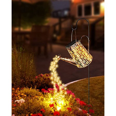 Solcelledrevne udendørslamper til haven, solcelledrevet vandkande med kaskade