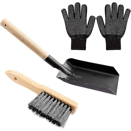 Pejs Askeskovl og Børstesæt - Opgraderet Metalskulskovl og Arnesæt Store Pejseværktøjer