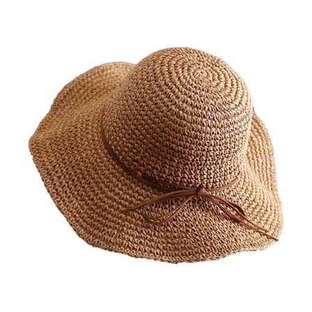 Kvinnors stora solhatt med bred brätte i halm, floppy, strandhatt, hopfällbar, sommar, rosett