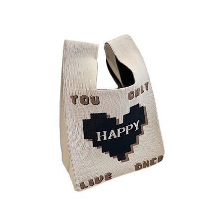 Stickad handväska tygväska 4 4