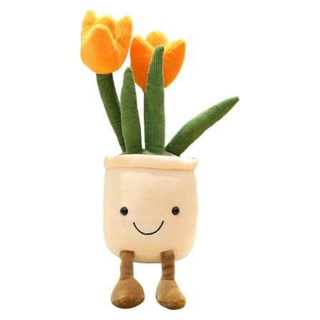 Pehmolelut Täytetyt Lelut Erilaisia Ruukutettuja Mehikasveja Lapsille Lahja Kukka Tulppaani Kaktus Kirjahyllyn Tyyny Dekoraatio [DB] Orange Tulips