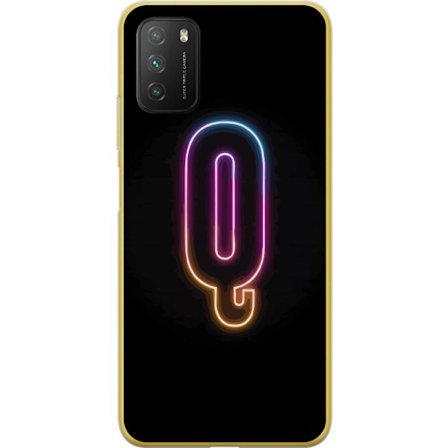 Kompatibel Mobilcover til Xiaomi Xiaomi Poco M3 Minimalistisk neonbogstav Q i lyse farver mod mørk baggrund