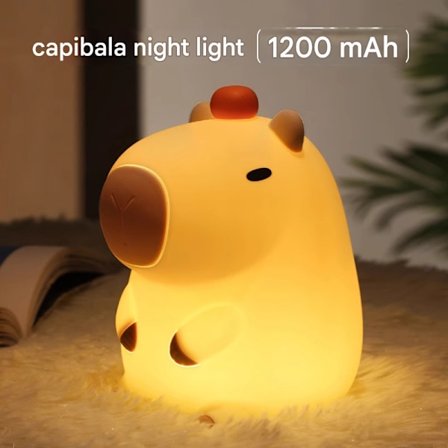 Capybara Nattlampa - Bedårande LED Silikonlampa med Dimmer och Timer, Present till Kvinnor, Tonårsflickor, Bebisar och Barn