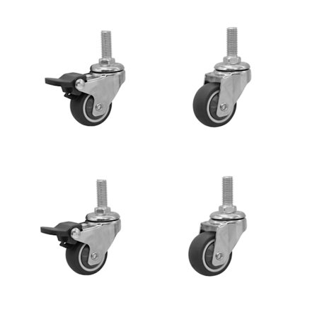 Sett med 4 hjul med bolt, diameter 50mm, stål og plast