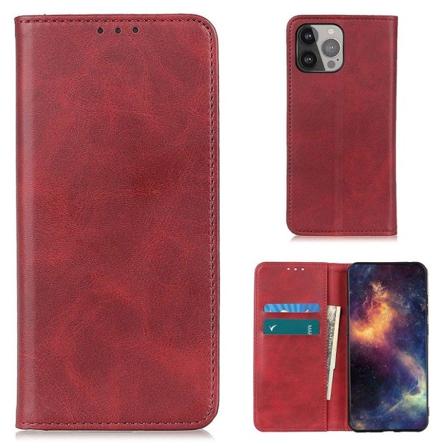 iPhone 13 Pro Max flip etui i ægte læder med pung – Rød Red