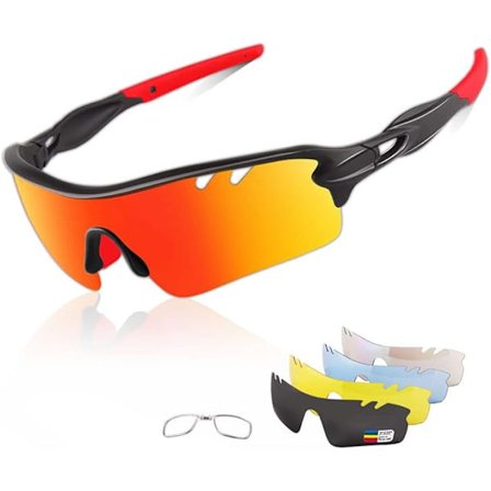 Cykelglasögon Polariserande Solglasögon med 5 Utbytbara Linser Solskyddsglasögon för Cykling, Körning