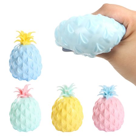 4-pack ananas mjuka leksaker 3D Squishy leksaker stressreducerande klämleksaker