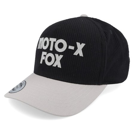 Fox - Sort adjustable Kasket - Moto-x Corduroy Hat Black/Grey A-Frame @ Hatstore