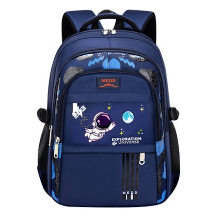 Astronauttireppu pojille, koululaukku, avaruusaiheinen lasten reppu alakouluun, tyttöjen kevyt matkareppu, sininen