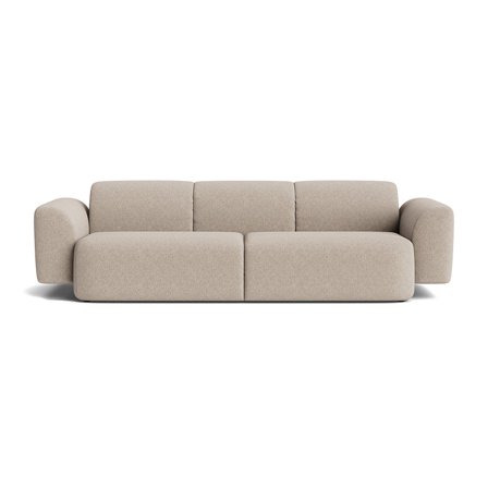 Sunday 3 personers sofa - Boston Beige - 290x102x76cm - Slidstærk 3 personers sofa med Massiv Træramme & komfortabel PU skum