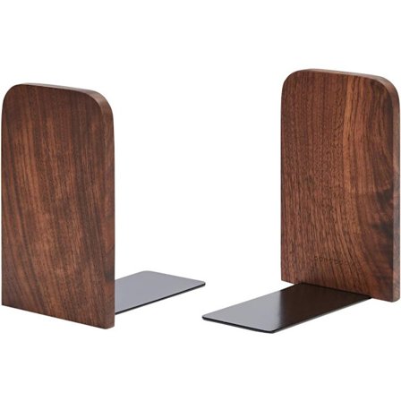 Kraftige sklisikre bokstøtter i tre for hyller, 1 par, kompatible med CD-er og bøker