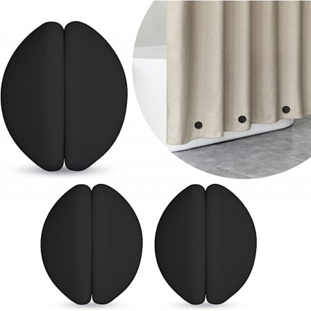 6 kpl Musta Silikoni Magneettipaino Suihkuverholle, Tuulenpitävä Magneettisolki