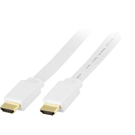 Deltaco HDMI med Ethernet-kabel - HDMI (hann) til HDMI (hann) - 3 m - hvit - flat
