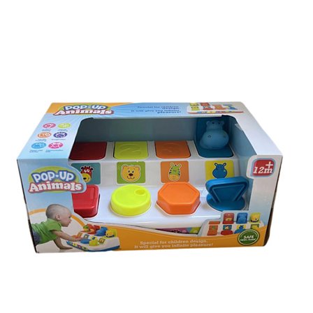 Färgsorterande djur tryck & pop-up leksak för barn 18 månader +, Mult