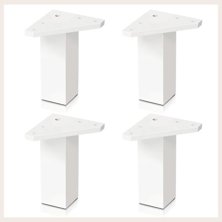 Hvide møbelben sæt med 4 ben inklusive skruer - Hvid farve, højde 10 cm - DIY bordben (pakke med 4 ben)