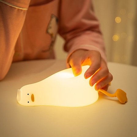 Cute Silicone Lying Flat Duck Night Light Portable Rechargeable Led Lamp With Touch Sensor