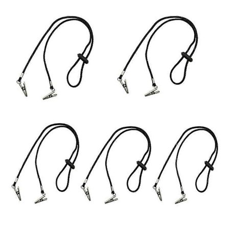 5 stk. papirservietter snor klipp måltid smekke håndkle kluter kjede fleksibel snor serviett holder justerbar for voksne (svart)