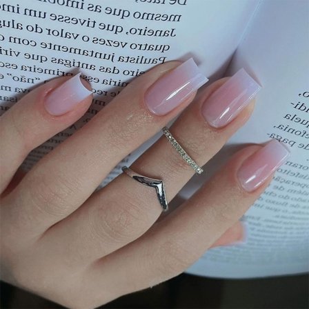 24 st Rosa Vita Fullständiga Lösnaglar Medium Lång Fyrkantig Press On Naglar