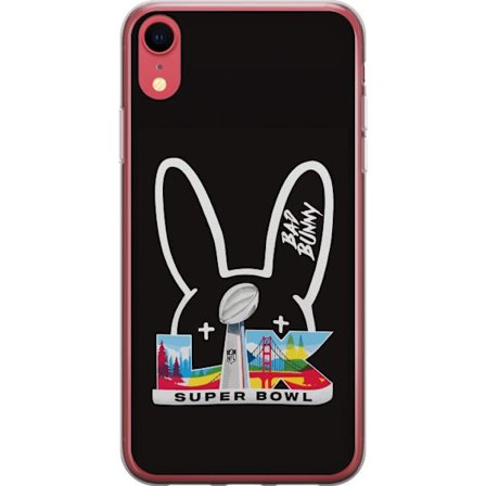 Kompatibelt Mobildeksel til Apple iPhone XR Bad Bunny portrett med åpen skjorte, tatoveringer og krøllete hår i stilfull motefotografering