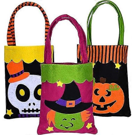 Halloween Godteposer Festartikler 3 STK Tote Genanvendelige Græskar Gaveposer til børn Trick or Treat Poser