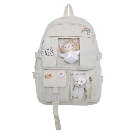 Söt Ryggsäck med Söta Nåltillbehör Plyschhänge för Skolväska Student Tjej Ryggsäck Superkapacitet Reseryggsäck