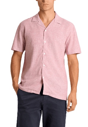 Lindbergh Casual Linen Blend Resort S/S Skjortor Herr Rosa S