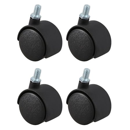 Plast Svingbar Hjul 8mm Skrue Stang 1.5-tommers Dia Hjul 4 stk Svart