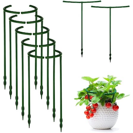 12 stk. plantesupport, plastik plantebur-pæl, halvrund plantebur-support, support ring til blomster, planter, grøntsager, 6,5 x 10,3 tommer