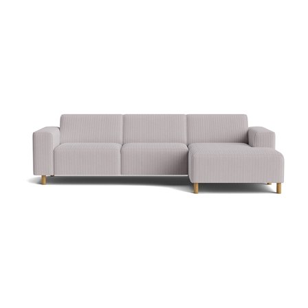 Seam chaiselong sofa, højrevendt - Lincoln Lysegrå - 280x150x78 - Sofa, chaiselong