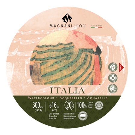 Magnani Watercolour Pad Round Italia 100% Cotton 300g 16cm 20 Sheets