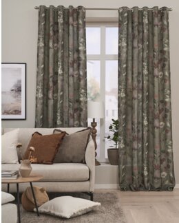 Öljettlängd Trädgård med tryck bladmönster 2-pack Kaki - Linea