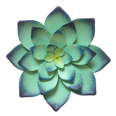 Metal Blomster Vægskulptur Jern Sukkulenter Blomster Hængende Kunst Dekoration til Indendørs Udendørs Hjem Have Terrasse Soveværelse Stue Blå