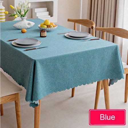 Vandtæt dug, nordisk bomuld og linned dug, japansk stil, ensfarvede duge til spisebord, sofabord, blå