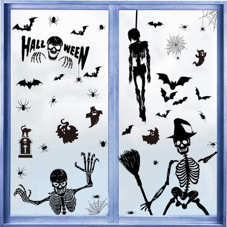 Halloween-dekorasjoner, Halloween-vindusdekaler, 9 ark 66 stykker vindusdekaler for Halloween D
