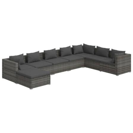 Vidaxl Loungegrupp För Trädgården Med Dynor 8 Delar Konstrotting Grå