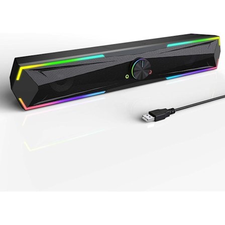 PC-högtalare, soundbar med RGB-lampor, USB- eller Bluetooth-anslutning