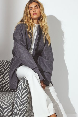 NA-KD - Kort kåpe med kontrastkant - Vårjakker - Grå - EU 34