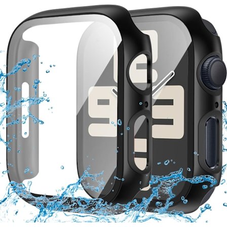 4-pak Vandtæt Etui til Apple Watch SE (2. Gen) Series 6 5 4 SE Skærmbeskytter 44mm, Ultratyndt Hærdet Glas, Fuldt Beskyttende Hårdt PC-Etui