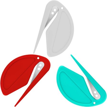 3-pack plastkuvertöppnare för säker och effektiv posthantering.