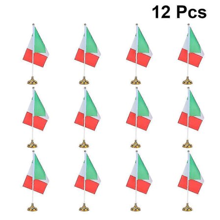 12 stk. Italia Nasjonalflagg Kreativt Bordflagg Unike Bordflagg Skrivebordsornament For Hjemmekontor Med Base