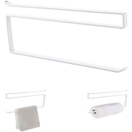 Hållare för hushållspappersrulle, inget behov av att borra, skåphållare för pappershandduksrulle sparar utrymme i kök och badrum (Vit)