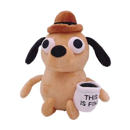 25cm This Is Fine Meme Hund Plysj Kaffekopp Fylt Plysjdukke Leketøy Gave Ornament [DB] Brun